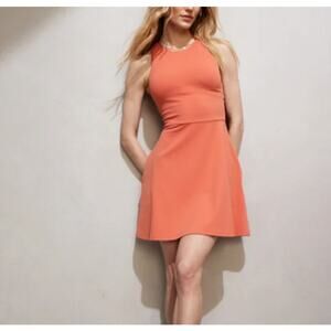 Athleta Conscious Dress Tank Racerback Skater Fit n Flare Athletic Orange Small